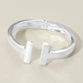 Brushed Metal T Tip Hinged Cuff Bracelet - Silver