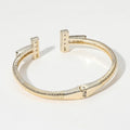 CZ Stone Paved T Tip Cuff Bracelet