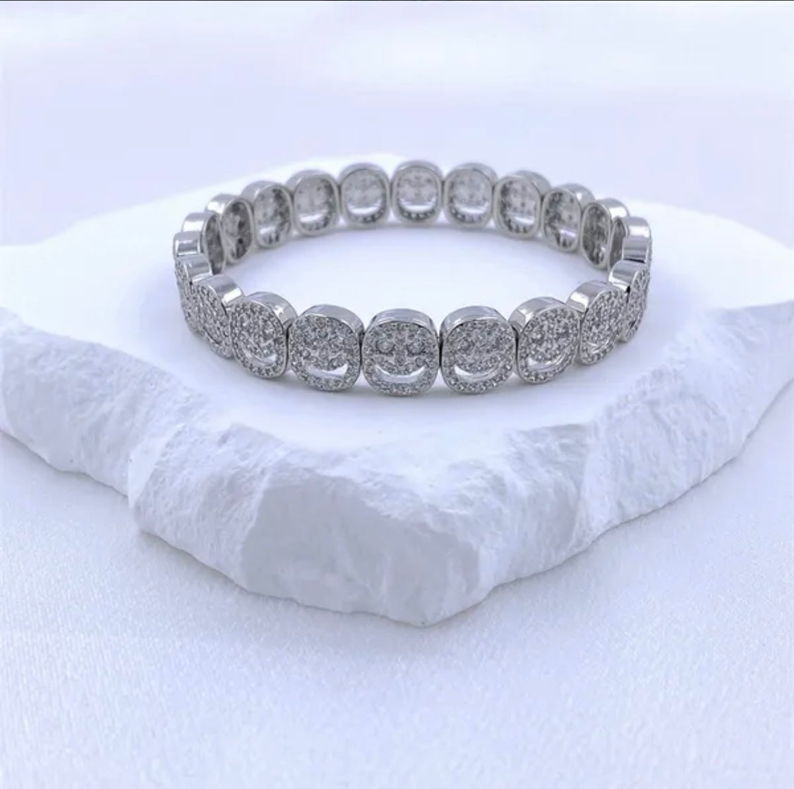 CZ Stone Smiley Face Bracelet With Clasp