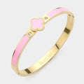 Quatrefoil Pointed Stainless Steel Hinged Bracelet - Pink