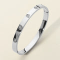 Stainless Steel Stone Paved Hinged Bangle Bracelet - Silver
