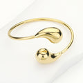 Stainless Steel Teardrop Tip Wire Bangle Bracelet - Gold