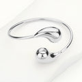 Stainless Steel Teardrop Tip Wire Bangle Bracelet - Silver