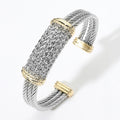 Two Tone Textured Metal Cuff Bracelet